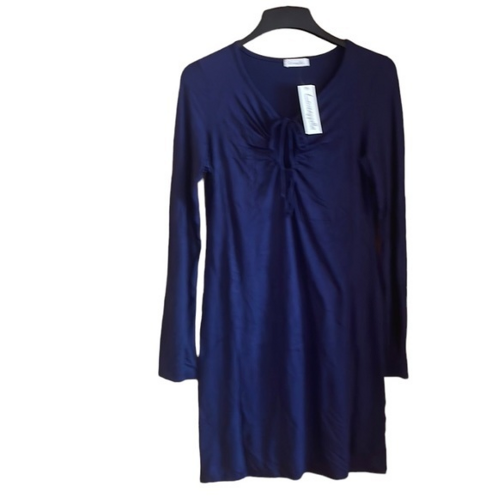 Loveappella Mini Dress Navy Long Sleeve Jersey Cutout Stretch Size Medium NWT
